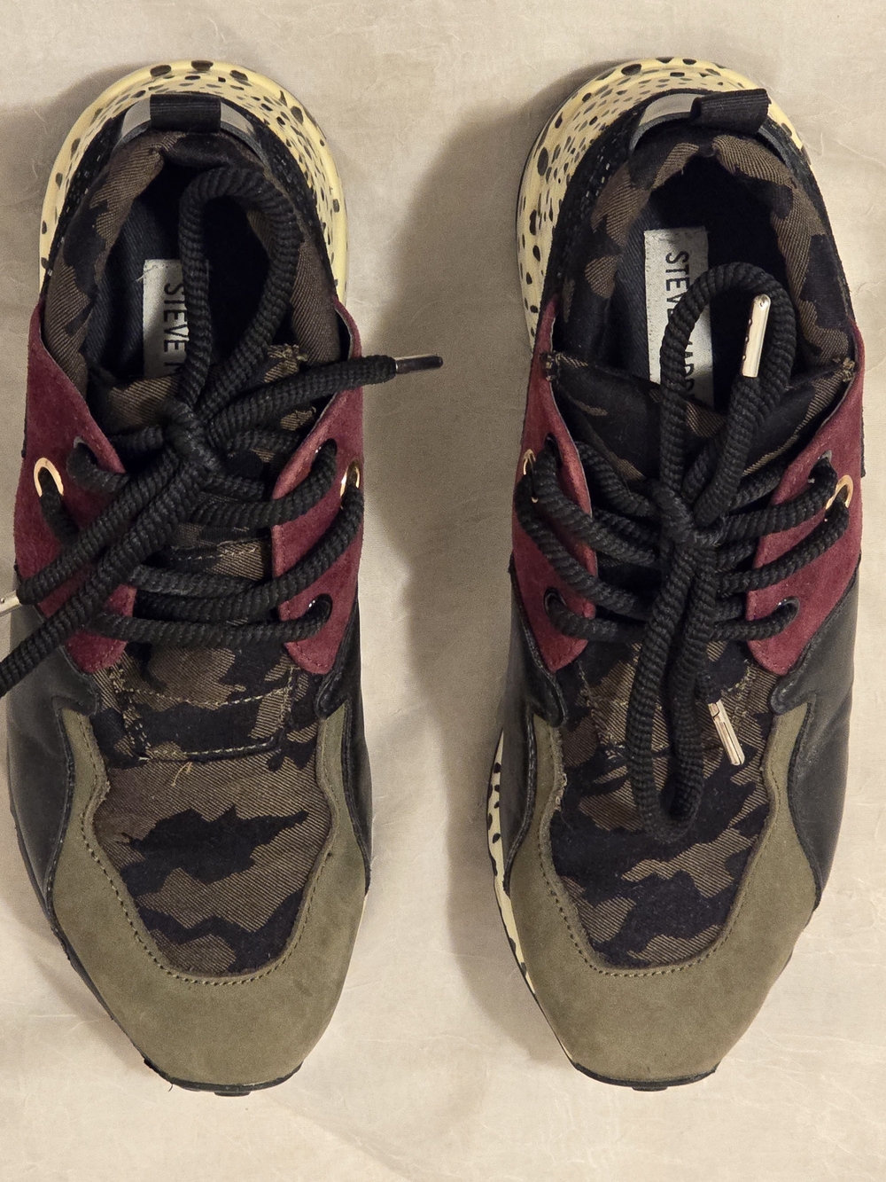 Steve Madden Cliffs Olive Green Camo Platform Sneakers - Women